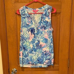 Lilly Pulitzer Blue and Pink Floral Top